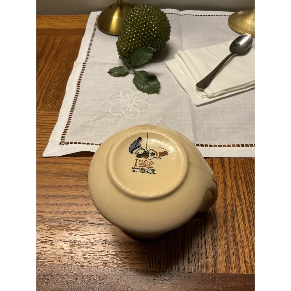 Vintage Shenango China Inca Ware Creamer Tan Brown Striped Restaurant Ware - Picture 5 of 6